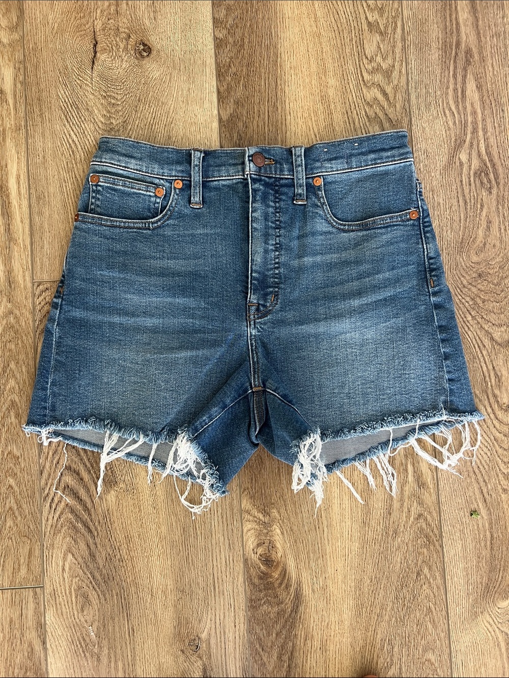 Madewell Raw-Hem High-Rise Denim Shorts - Blue